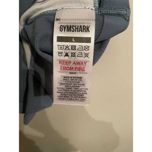 Gymshark Stretch High Rise Bike Shorts Blue Patterned Women's Large 5” Inseam - Picture 6 of 8